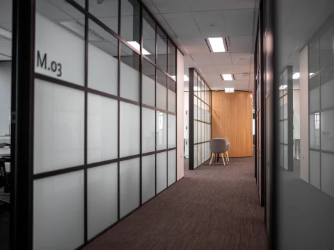Glass partitions and doors